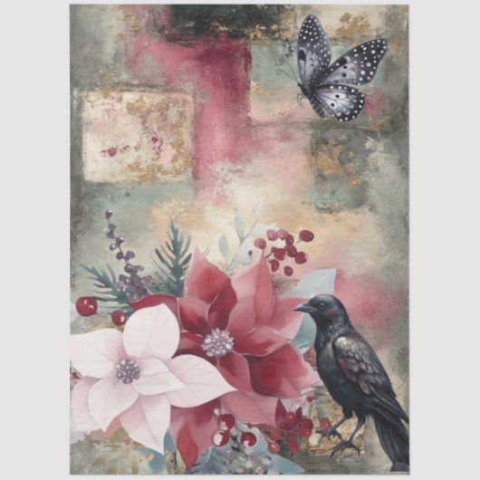 Abstrakte Uni bedrückte Florals Decoupage Seidenpapier (Vorderseite)