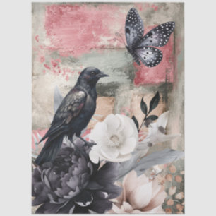 Abstrakte Uni bedrückte Florals Decoupage Seidenpapier