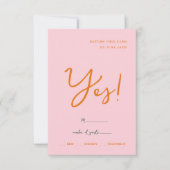 Abstrakte Unterhaltungsfarben Rosa und Orange Hoch RSVP Karte (Vorderseite)