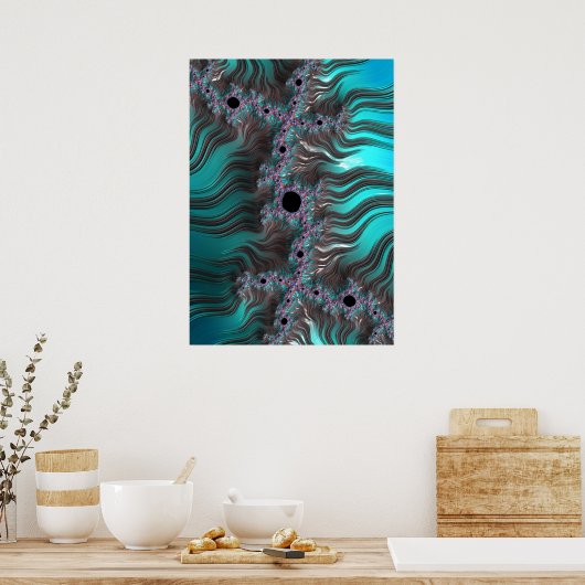 Abstrakte Unterwasserlandschaft des Fraktals Poster (Küche)