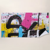 Abstrakte urbane Graffiti-Splash-Kunst Strandtuch (Vorderseite)