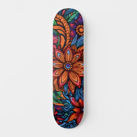 Abstrakte urbane Kunst Inspiriert Retro-Blume Skateboard (Vorderseite)