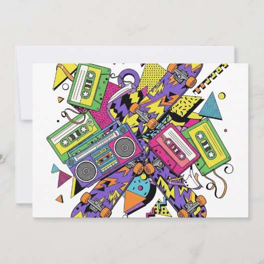 Abstrakte urbane Vibes mit Retro-Farben Einladung (Vorderseite)