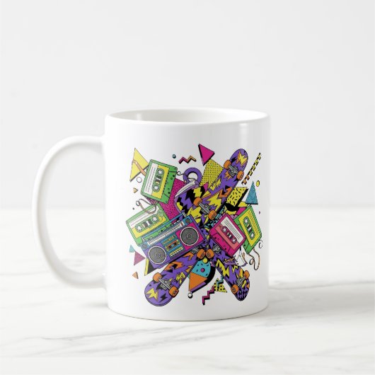 Abstrakte urbane Vibes mit Retro-Farben Kaffeetasse (Links)