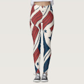 Abstrakte US Flagge am 4. Juli Leggings (Vorderseite)