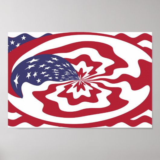 Abstrakte US Flagge Amerikanische Patriotische Kun Poster (Vorne)