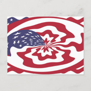 Abstrakte US Flagge Amerikanische Patriotische Kun Postkarte