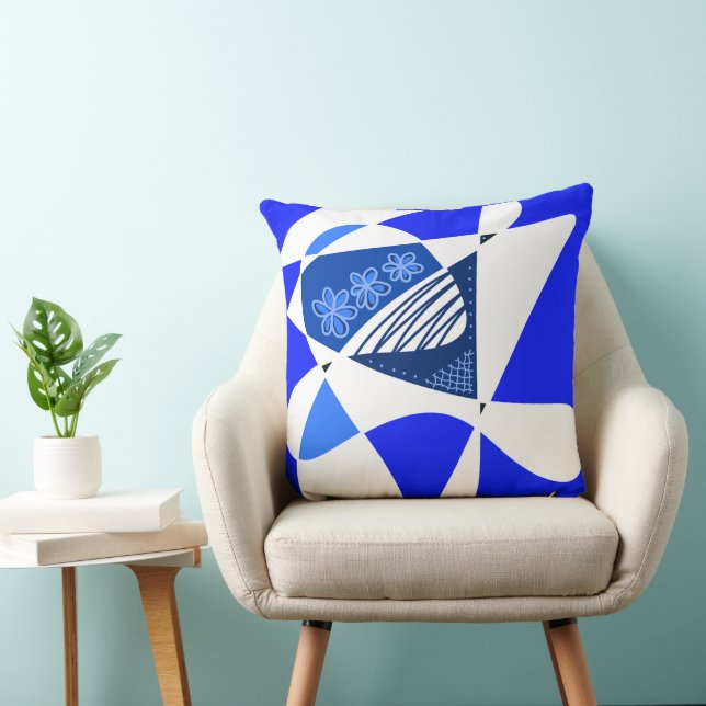 Abstrakte US Flagge: Blauweiß Kissen (Stuhl )