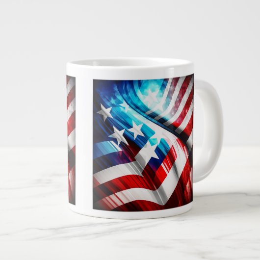 Abstrakte US-Flagge Jumbo-Tasse (Vorderseite Rechts)