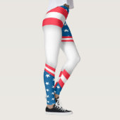 Abstrakte US-Flagge rot weiß und blau Leggings (Rechts)