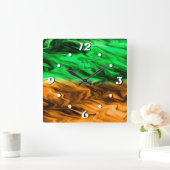 Abstrakte verschwommenes gepunktetes Muster in ora Quadratische Wanduhr (Zuhause)