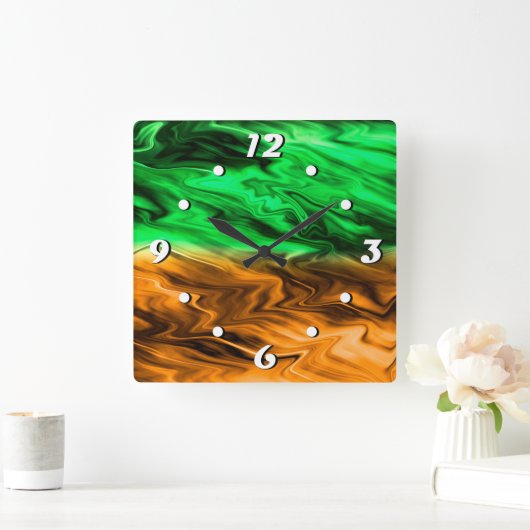 Abstrakte verschwommenes gepunktetes Muster in ora Quadratische Wanduhr (Zuhause)