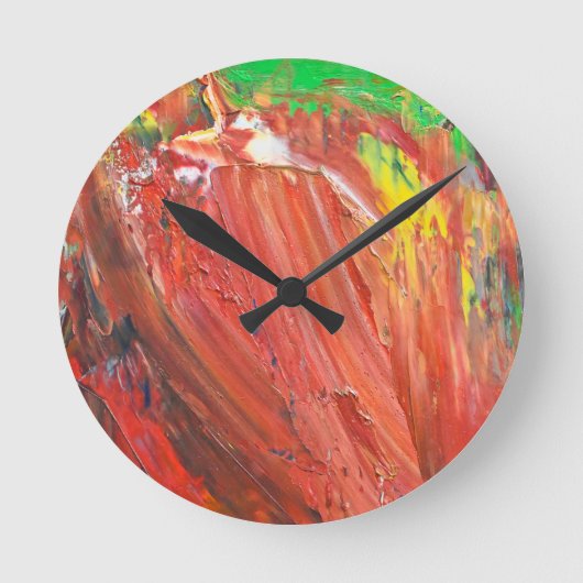 Abstrakte vertikale Geste in Rot Runde Wanduhr (Vorderseite)