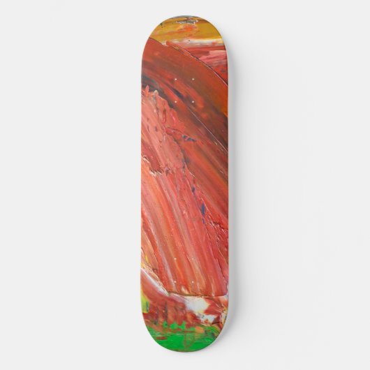 Abstrakte vertikale Geste in Rot Skateboard (Vorderseite)