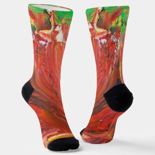 Abstrakte vertikale Geste in Rot Socken (Gewinkelt)