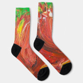 Abstrakte vertikale Geste in Rot Socken (Rechts)