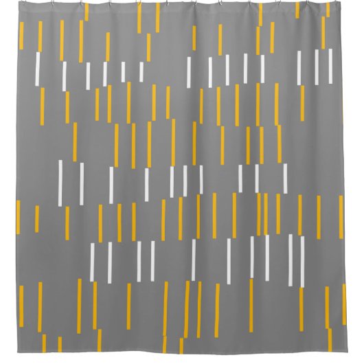 Abstrakte, vertikale Linien, grau, gelb, weiß Duschvorhang (Vorderseite)