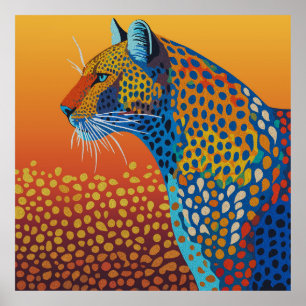 Abstrakte Vibrante Leopard-Kunst Poster