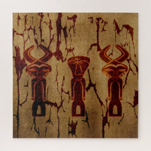 Abstrakte Vintage-afrikanische Stammeszeichnung Ge Puzzle