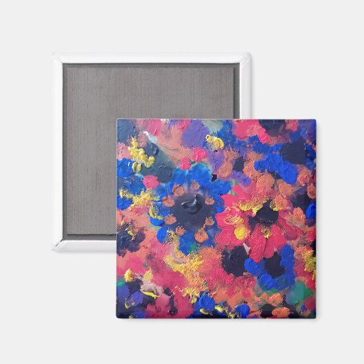 Abstrakte Vintage Blume Magnet (Vorderseite/Rückseite)