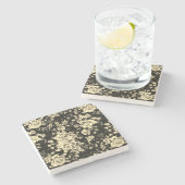 Abstrakte Vintage Blumenglastextur Steinuntersetzer (Seitenansicht)