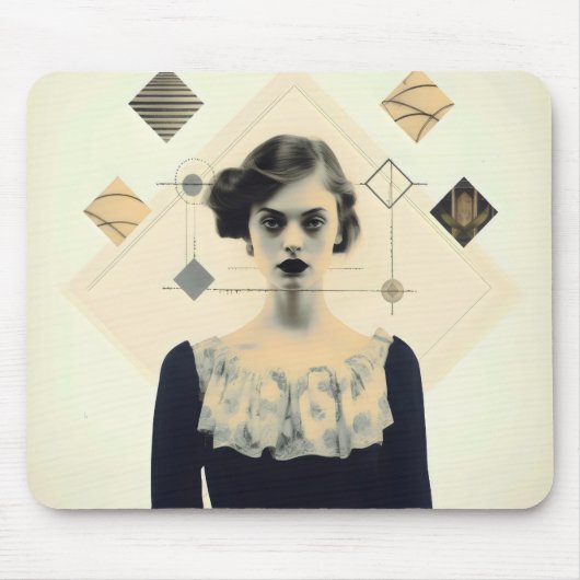 Abstrakte Vintage Girl Mousepad (Vorne)