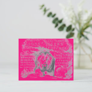 Abstrakte Vintage Löwenmalerei Rosa Postkarte