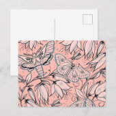 Abstrakte Vintage rosa Blume und Bug Postkarte (Vorne/Hinten)