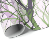 Abstrakte, violett-grüne Zweige Geschenkpapier (Rolleneckpunkt)