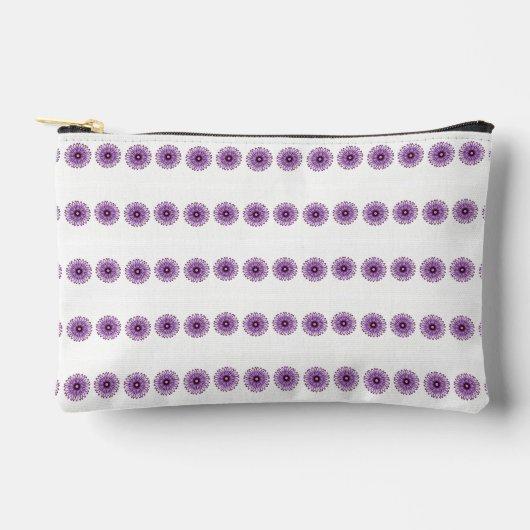 Abstrakte violette Blumen auf Weiß Zubehörtasche (Vorderseite)