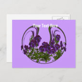 Abstrakte violette Blumen, individuell anpassbare  Postkarte (Vorne/Hinten)