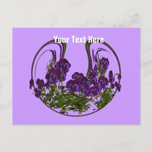 Abstrakte violette Blumen, individuell anpassbare Postkarte (Vorderseite)