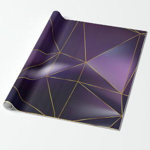 Abstrakte violette Geometrie mit goldenen Linien Geschenkpapier
