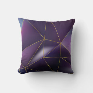 Abstrakte violette Geometrie mit goldenen Linien Kissen