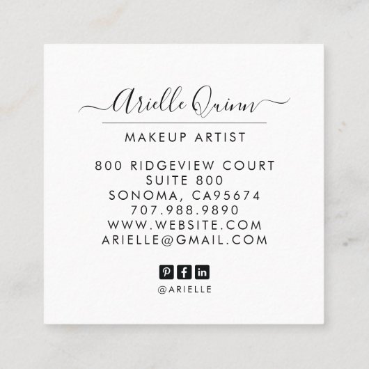 Abstrakte Visitenkarte für Wasserfarben-Makeup-Kün (Rückseite)