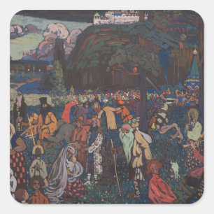 Abstrakte Vitalität, Wassily Kandinsky Farbvolles Quadratischer Aufkleber