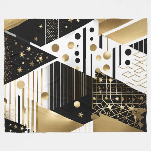 abstrakte Vlies-Decke aus Gold und Schwarz Fleecedecke (Vorderseite (Horizontal))