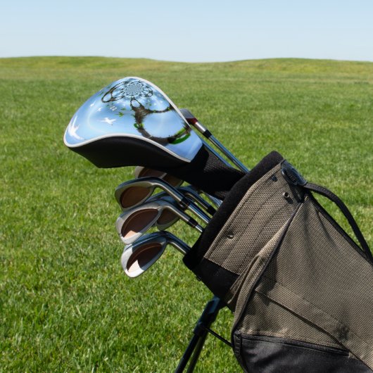 Abstrakte Vögel Blauer Himmel Golf Headcover (In SItu)