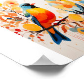 Abstrakte Vögel, die auf einem Zweig Stehend sind Poster (Ecke)