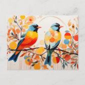 Abstrakte Vögel, die auf einem Zweig Stehend sind Postkarte (Vorderseite)
