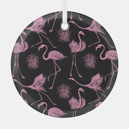 Abstrakte Vögel: einfarbiges Modemuster Ornament Aus Glas (Vorderseite)
