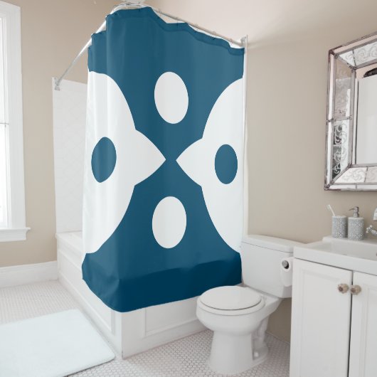 Abstrakte Vögel kühne einfache Design Ozean Blau Duschvorhang (Beispiel)