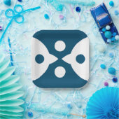 Abstrakte Vögel kühne einfache Design Ozean Blau Pappteller (Party)