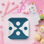 Abstrakte Vögel kühne einfache Design Ozean Blau Pappteller (Party)