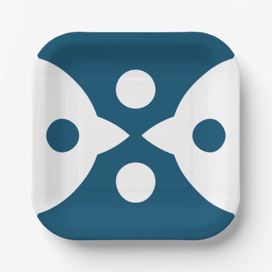 Abstrakte Vögel kühne einfache Design Ozean Blau Pappteller (Vorderseite)