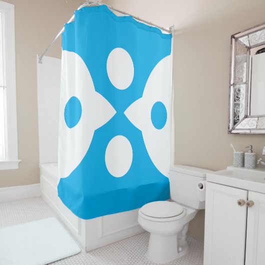 Abstrakte Vögel kühne einfache Design Sky Blue Duschvorhang (Beispiel)