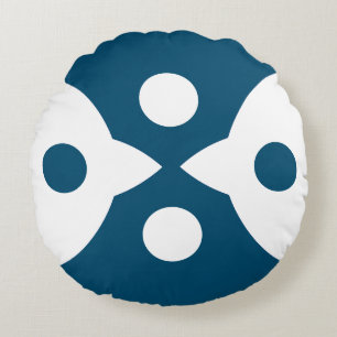 Abstrakte Vögel, kühnes, einfaches Design, Ozeanbl Rundes Kissen