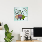 Abstrakte Vögel und Bäume Art Print Poster (Heimbüro)