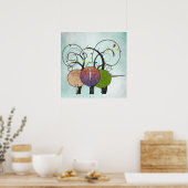 Abstrakte Vögel und Bäume Art Print Poster (Küche)