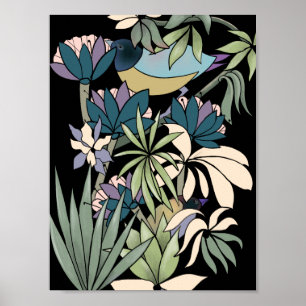 Abstrakte Vogelgartenkunst Poster